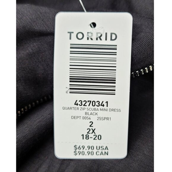NWT Torrid 2 Black Scuba Quarter Zip Mini Dress 2X 18 20 - Picture 8 of 9